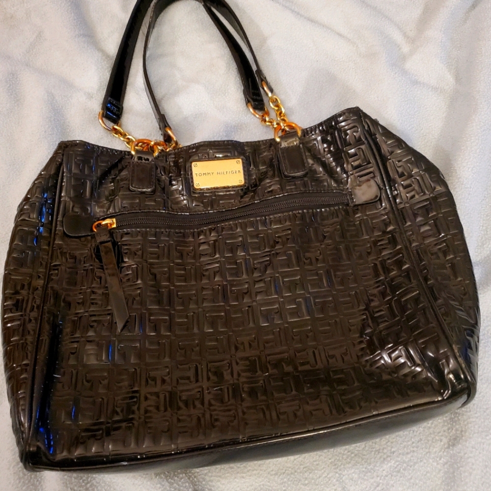 Tommy Hilfiger Black Patent Leather Like Purse